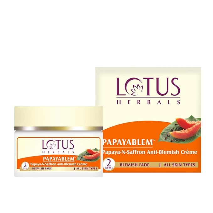 Lotus Herbals Papayablem Papaya-n-Saffron Anti-Blemish Cream, 50g