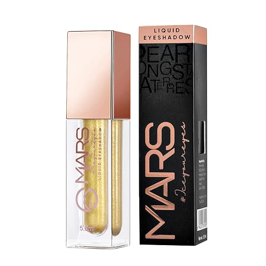 MARS Metallic Liquid Glitter Eyeshadow | Waterproof & Highly Pigmented | Smooth Glide Formula (5.5ml) (02-Golden Beam)