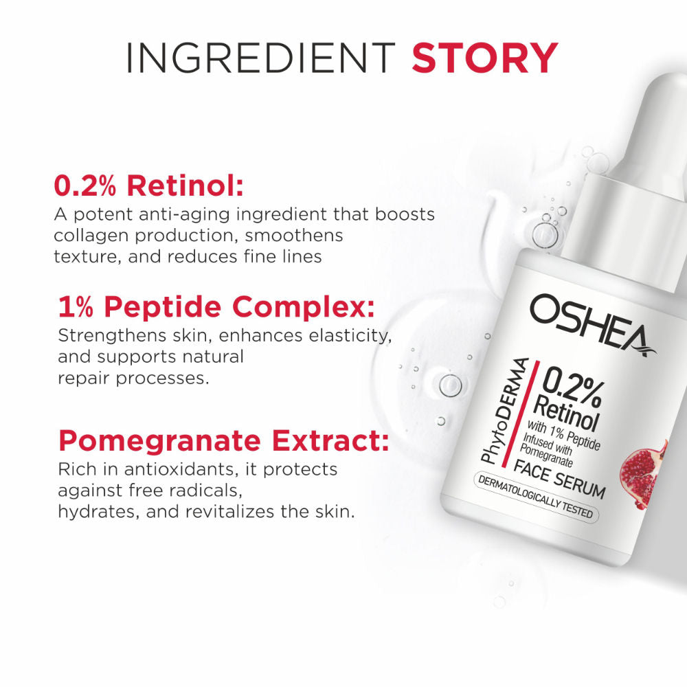 Oshea Herbals Phytoderma Face Serum With 0.2% Retinol & Pomegranate Extract Reduces Fine Lines (30ml)