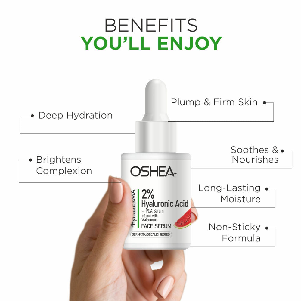 Oshea Herbals Phytoderma Face Serum With 2% Hyaluronic Acid & Watermelon Extract Reduces Dull Skin (30ml)