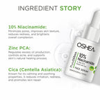 Oshea Herbals Phytoderma Face Serum With 10% Niacinamide, Zinc & Cica Extract Reduces Acne Blemishes (30ml)