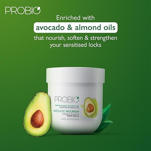 Godrej Professional Probio Avocado Nourish Hair Mask (200g) | For Fragile Hair | No Sulphate | with Avocado & Almond Oil