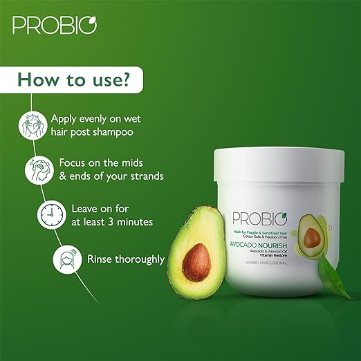 Godrej Professional Probio Avocado Nourish Hair Mask (200g) | For Fragile Hair | No Sulphate | with Avocado & Almond Oil