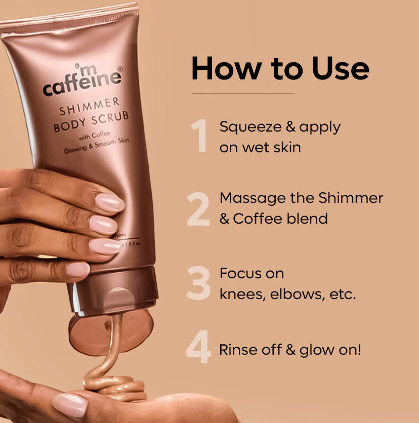 MCAFFEINE SHIMMER BODY SCRUB WITH COFFEE GLOWING & SMOOTH SKIN ALL SKIN TYPES 150g