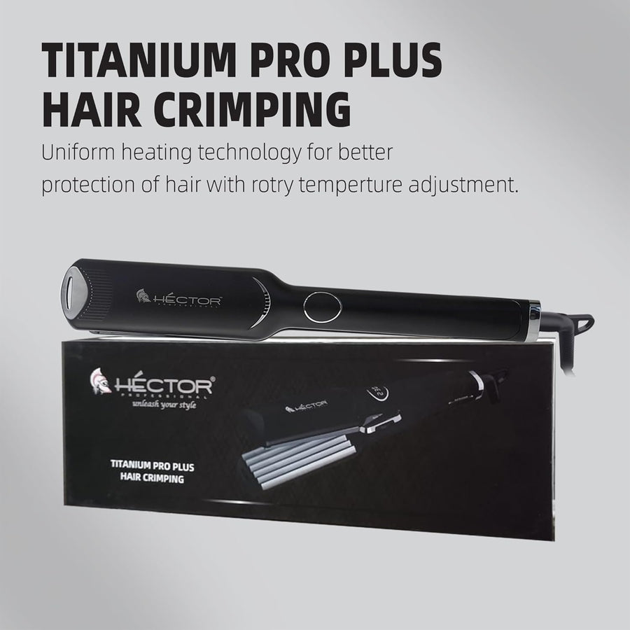 Hector Titanium Pro Plus Hair Crimper with Fast Heatup for Women, Black