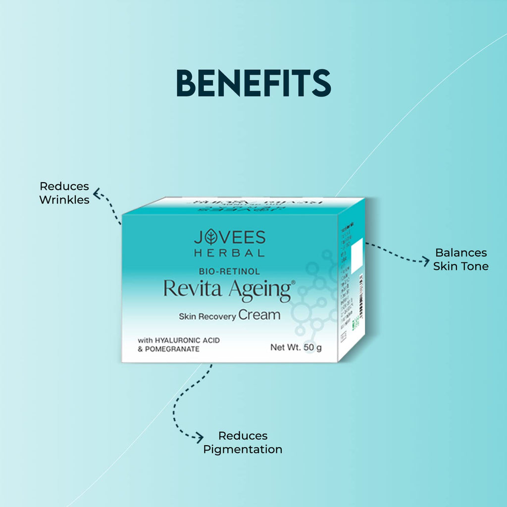Jovees Herbal Bio-Retinol Revita Ageing Face Cream | Made with Eco-Certified Bio-Retinol | Reduce Sign of Ageing, Hyperpigmentation & Improves Uneven Skin Tone 50g