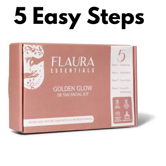 FLAURA ESSENTIALS Golden Glow De Tan Facial Kit 5 Easy Steps