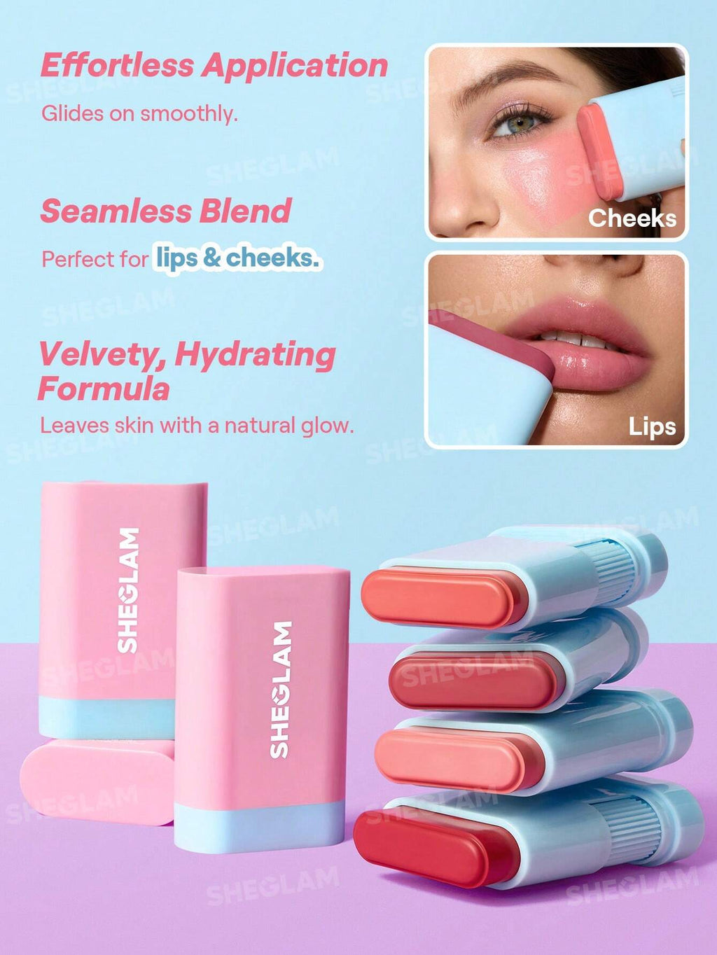 SHE GLAM Glass Glow Blush Stick-Cherry Express 15g