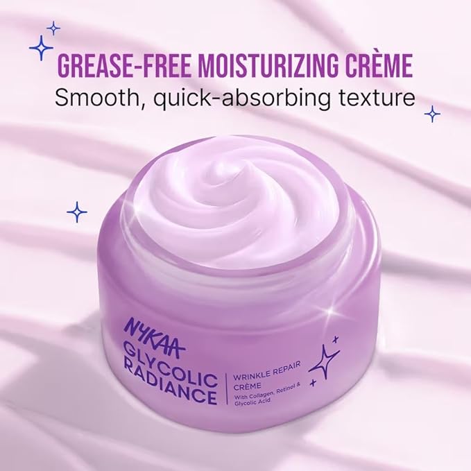 Nykaa Glycolic Radiance Wrinkle Repair & Glow Creme, Grease-Free, for Dull Dry & Combination Skin (50ml)