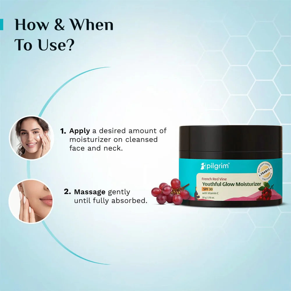 pilgrim Red Vine Youthful Glow Moisturizer with Vitamin C 50g