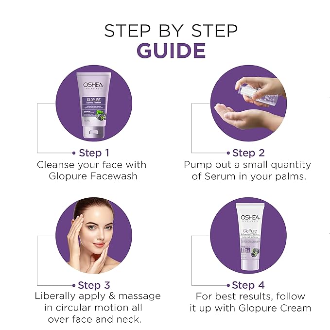 Oshea Herbals Glopure Brightening Face Serum for Men & Women | Reduces Darkspots & Pigmentations | Boosts Hydration & Natural Glow | Enriched with Lemon Peel & Liquorice Extracts | All Skin Types 30ml