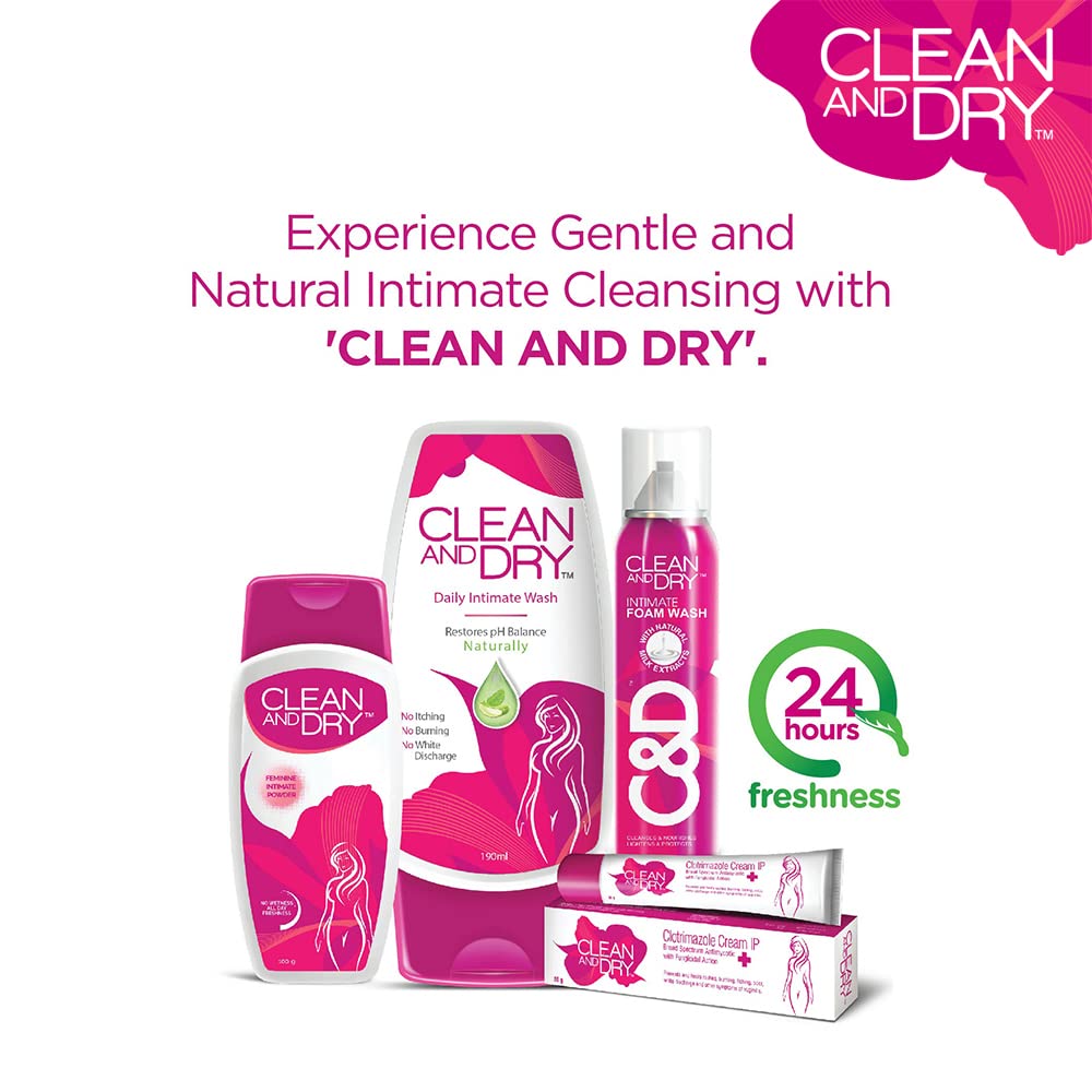 CLEAN & DRY | Daily Intimate Wash Restores pH Balance Naturally Mint Aloe Vera 190ml