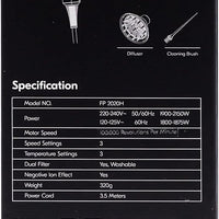 JRL PROFESSIONAL Forte Ultra-Light.Powerful.Efficient Black Hair Dryer