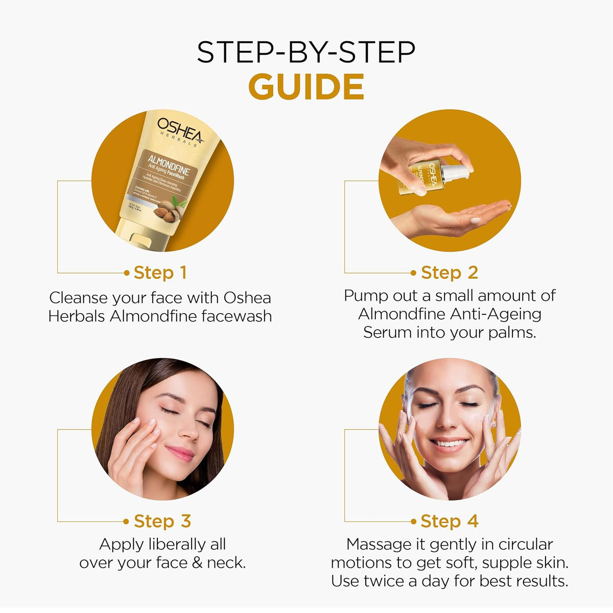Oshea Herbals Almondfine Anti Ageing Face Serum for Women & Men | Reduces Fine Lines & Wrinkles | Boosts Hydration & Skin Elasticity All Skin Types 30ml
