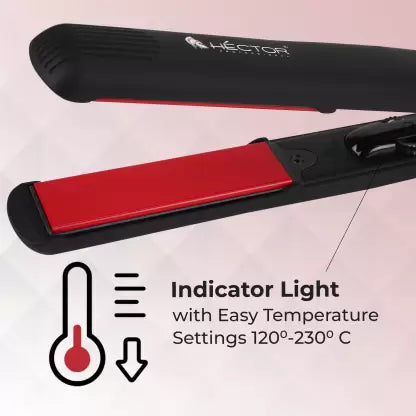 HECTOR PROFESSIONAL STRAIGHTENER 230° C HT-03 CERAMIC BLACK WITH RED PLATE 400 GMS