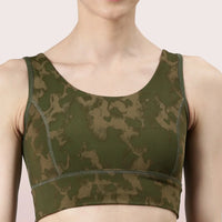 Enamor Longline Sports Bra – Printed | Scoop Neck Medium Impact Dry Fit Sports Bra | Held-in Fit E217