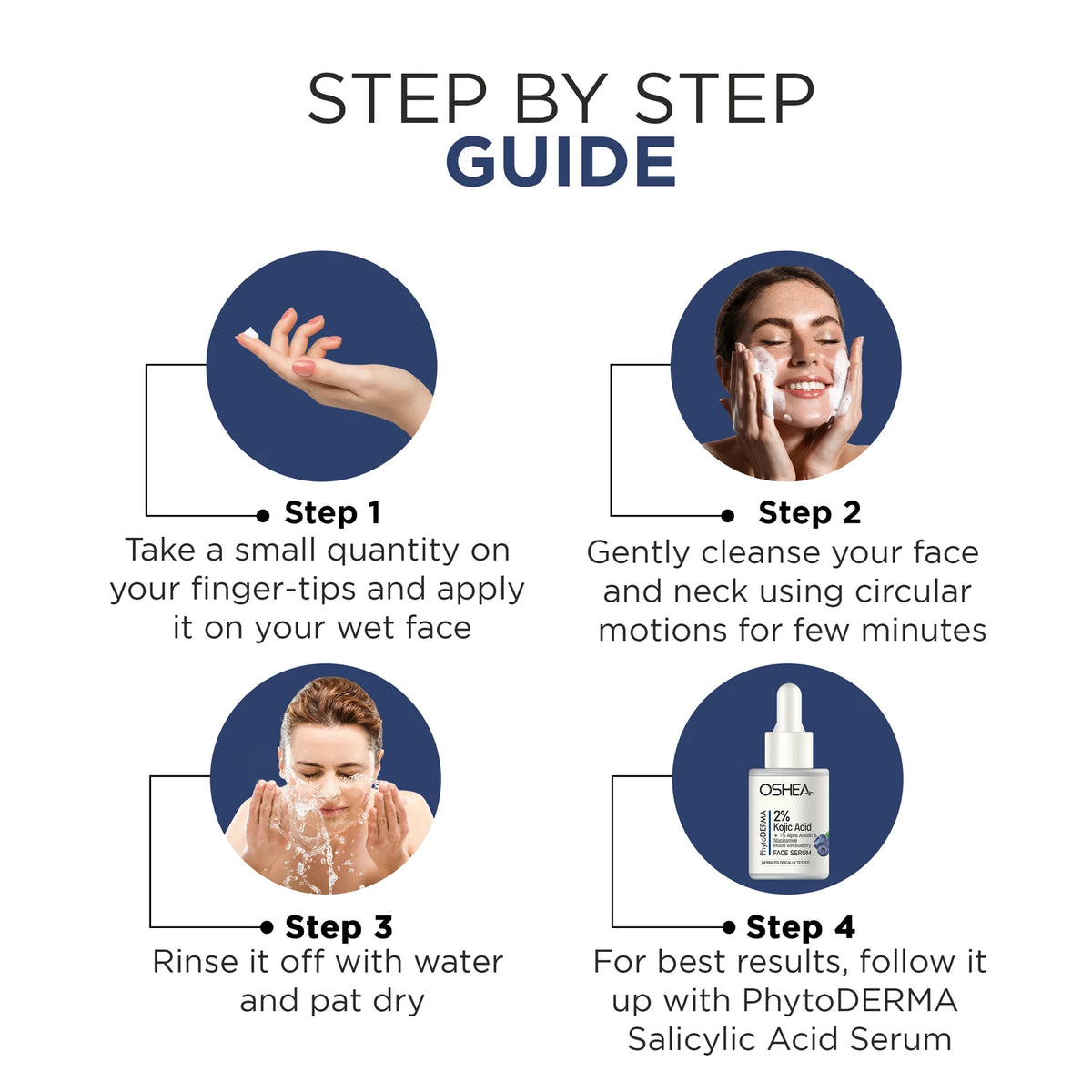 Oshea Herbals PhytoDerma 1% Kojic Acid Face Wash for Brightening and Dark Spot Reduction 100ml
