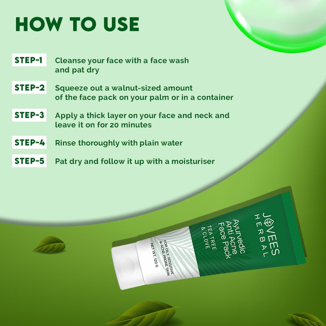 Jovees Herbal  Ayurvedic Anti-Acne Face Pack Tea Tree & Clove 120g