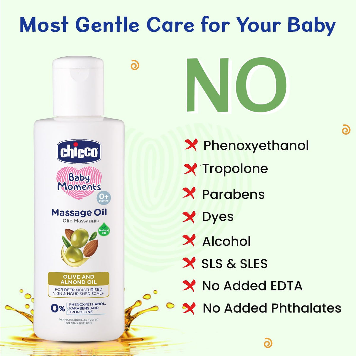 Chicco Baby Moments Massage Oil, Olive and Almond Oil 100ml