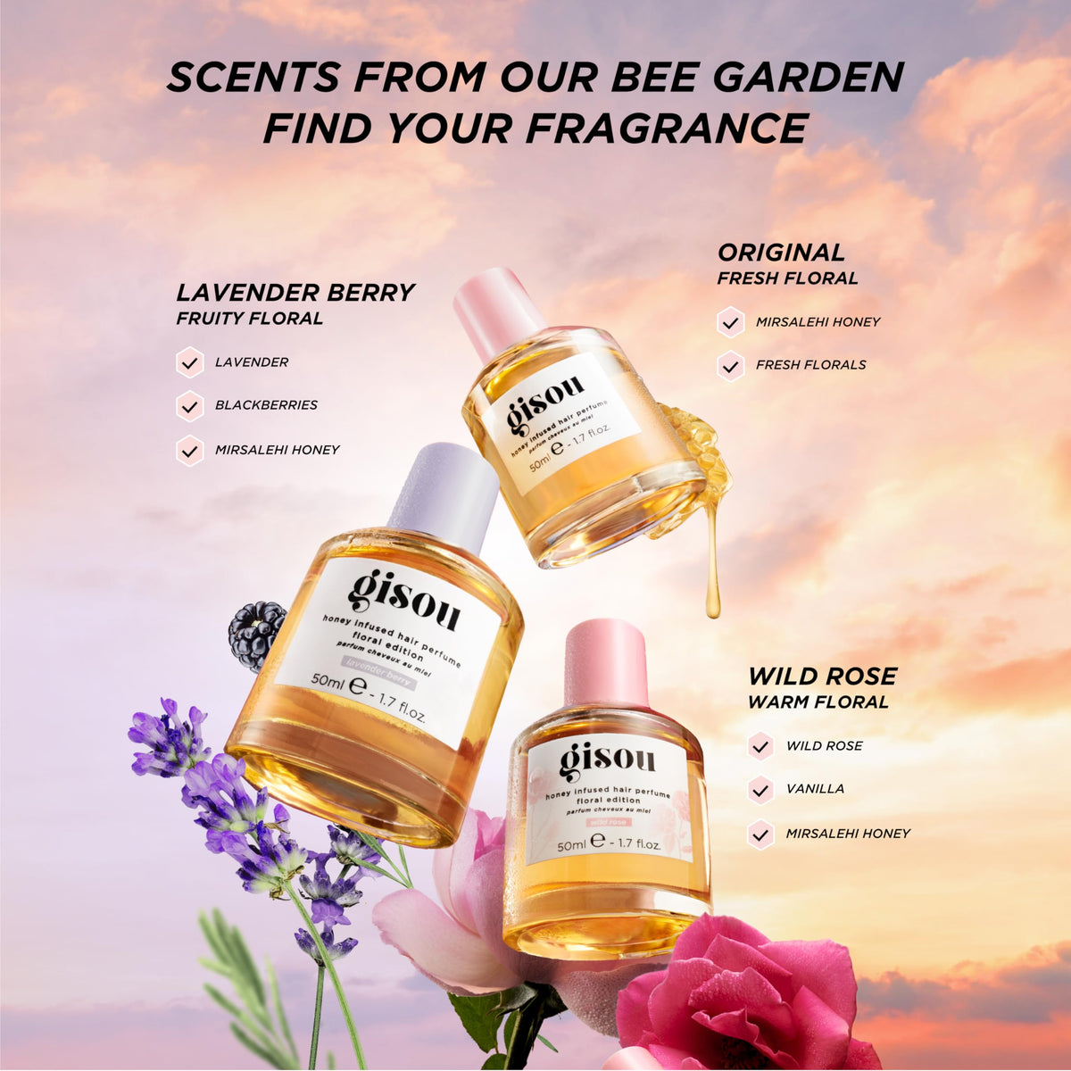 Gisou Honey Infused Hair Perfume Floral Edition - Lavender Berry 50ml