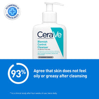 CeraVe Blemish Control Cleanser with 2% Salicylic Acid & Niacinamide for Acne Prone Skin, Controls Acne & Spots, Unclog Pores & Reduces Blemishes, 236ml (Made In France)