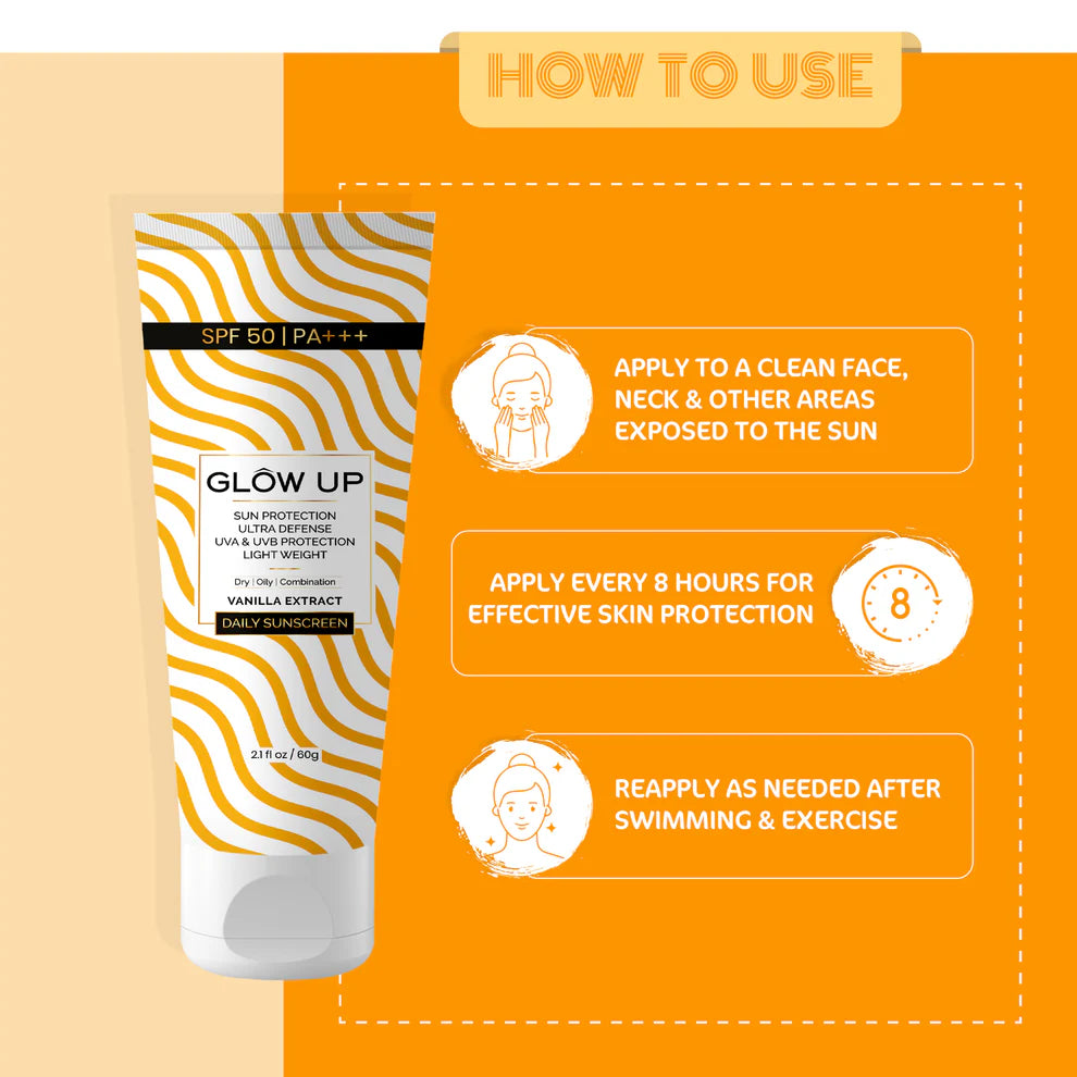 Glow Up VANILLA SUNSCREEN WITH SPF 50 & PA+++ 60g