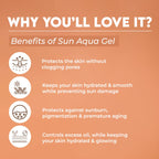 Jovees Herbal Sun Aqua Gel Sunscreen SPF 50 PA+++ | Lightweight| 1% Hyaluronic Acid | Non-Greasy, No White Cast | Perfect for Oily & Combination Skin | Sunscreen For Men/Women 100g