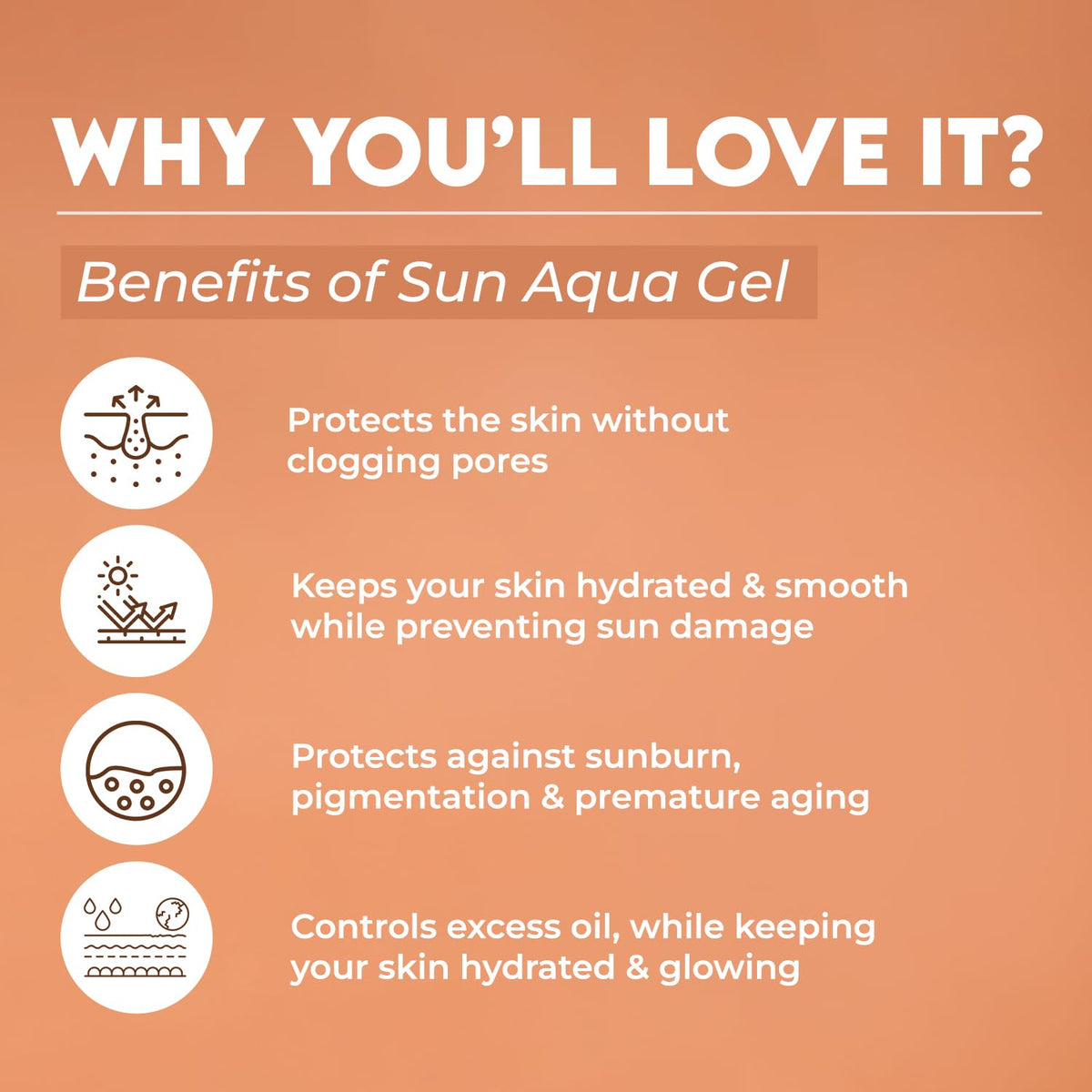 Jovees Herbal Sun Aqua Gel Sunscreen SPF 50 PA+++ | Lightweight| 1% Hyaluronic Acid | Non-Greasy, No White Cast | Perfect for Oily & Combination Skin | Sunscreen For Men/Women 100g