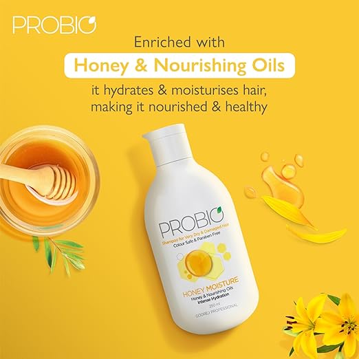 Godrej Professional Probio Honey Moisture Shampoo (250ml) | For Dry & Damaged Hair | No Paraben | with Honey & Nourishing Oil