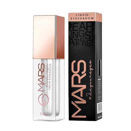 MARS Metallic Liquid Glitter Eyeshadow | Waterproof & Highly Pigmented | Smooth Glide Formula (5.5ml) (01-Moon Glow)