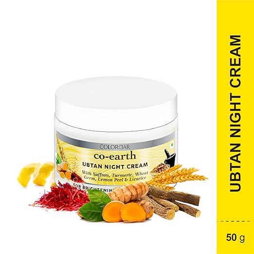 Colorbar Co-earth Ubtan Night Cream 50g I Non-sticky and non-oily cream I Promotes skin firmness I Promotes even-toned skin