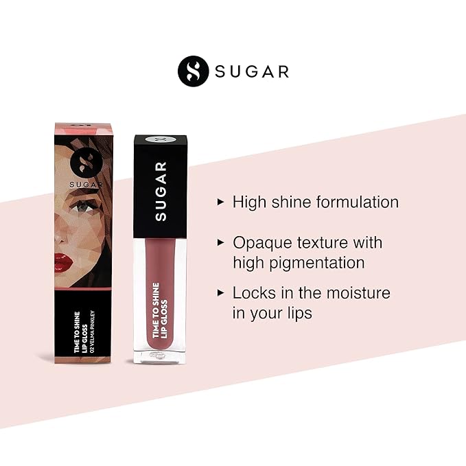 SUGAR Cosmetics - Time To Shine - Lip Gloss - 02 Velma Pinkley (Pink Nude) - 4.5 gms