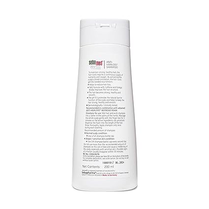 Sebamed Anti- Hairloss Shampoo 200Ml|Ph 5.5|Reduces Hairloss|Caffeine&Gingko Biloba|All Hair Types