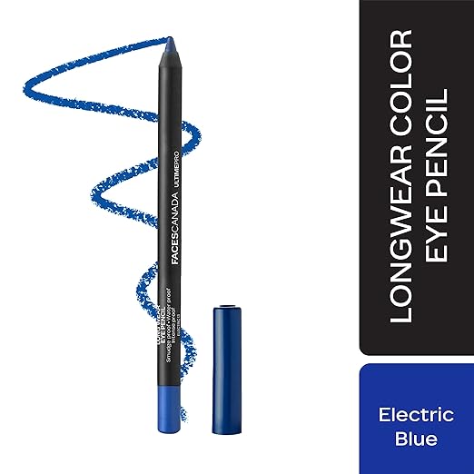 FACES CANADA Ultime Pro Longwear Eye Pencil - Solid Black 02, 1.2 g | 8 Hr Long Stay | Smooth One Stroke Application | Intense Color Pay Off | Soft Blendable Formula | Smudge Proof | Water Proof