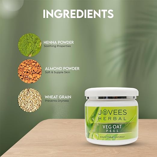 Jovees Veg Oat Face Peel Removes Acne Pimple and Tanning | with Almond Powder and Wheat Grain 250g