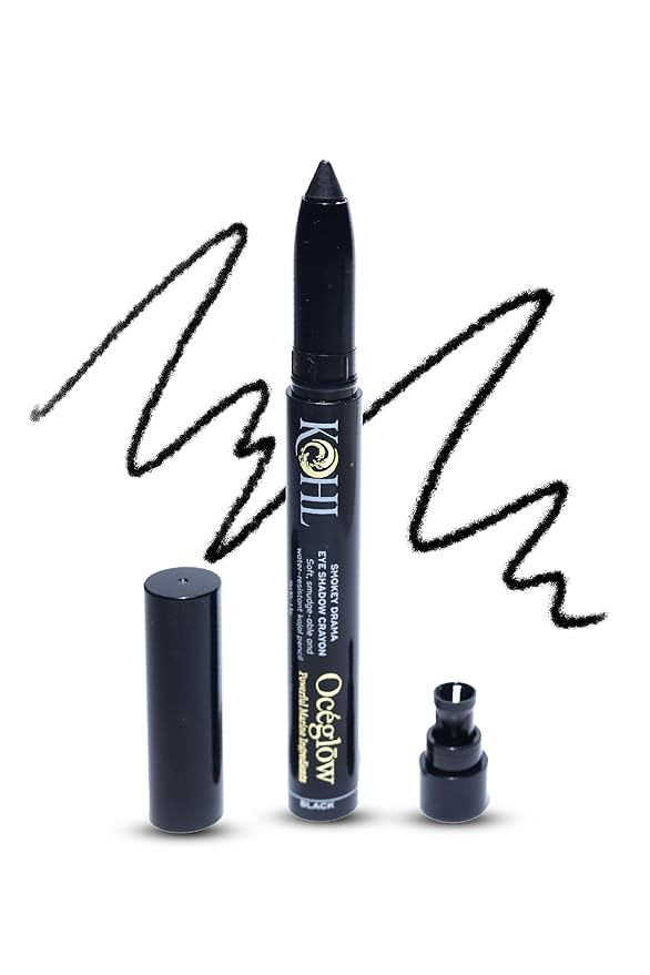 OCEGLOW KOHL KAJAL POWERFUL MARINE INGREDIENTS SMOKEY DRAMA EYE SHADOW CRAYON BLACK 1.8G