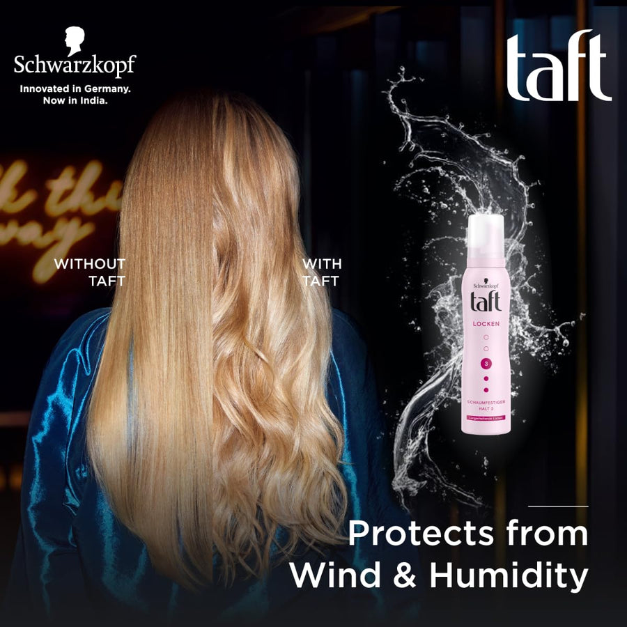 Schwarzkopf Taft Power Hair Mousse, Cashmere-like softness, Mega Strong Hold 5 with no stickiness