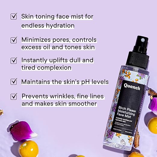 QUENCH Moisturizing Face Mist with Birch Juice Enzymes (Floral Scent) for Glowing Skin| Revives Dull and Dehydrated Skin Instantly|Gentle & Non-Irritating| Made in Korea (100ml)