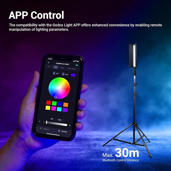 Godox LC500R RGB LED Video Light Stick Lighting,2500K-8500K Adjustable, CRI 95 TLCI 96 Accurate Color, 360° Full-Color LED Light,15 FX Lighting Effects,0-100% Dimmable Support APP Control