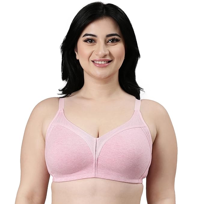 Enamor AB75 M Frame No Bounce Full Support Cotton Bra for Women - Non-Padded Non-Wired & Full Coverage with Cooling Technology | Available in Solid Colours