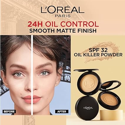 L’Oréal Paris High Coverage Compact Powder, Matte-Finish, Lightweight & Blendable, Compact Face Makeup, With SPF 32 & PA +++, Infallbile 24h Oil Killer  6g