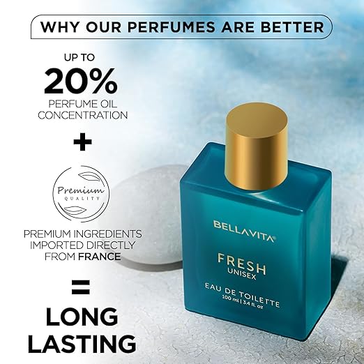 Bella Vita Luxury FRESH Unisex Eau De Toilette Perfume with Bergamot, Lavender,Ylang Ylang|Premium, Long Lasting Fresh Fragrance for Men & Women, 100ML