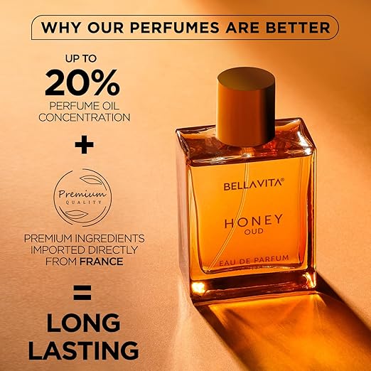 Bella Vita Luxury Honey Oud Unisex Eau De Parfum with Bergamot, Patchouli, Vanilla|Premium, Long Lasting Sweet & Spicy Fragrance for Men & Women 100ML