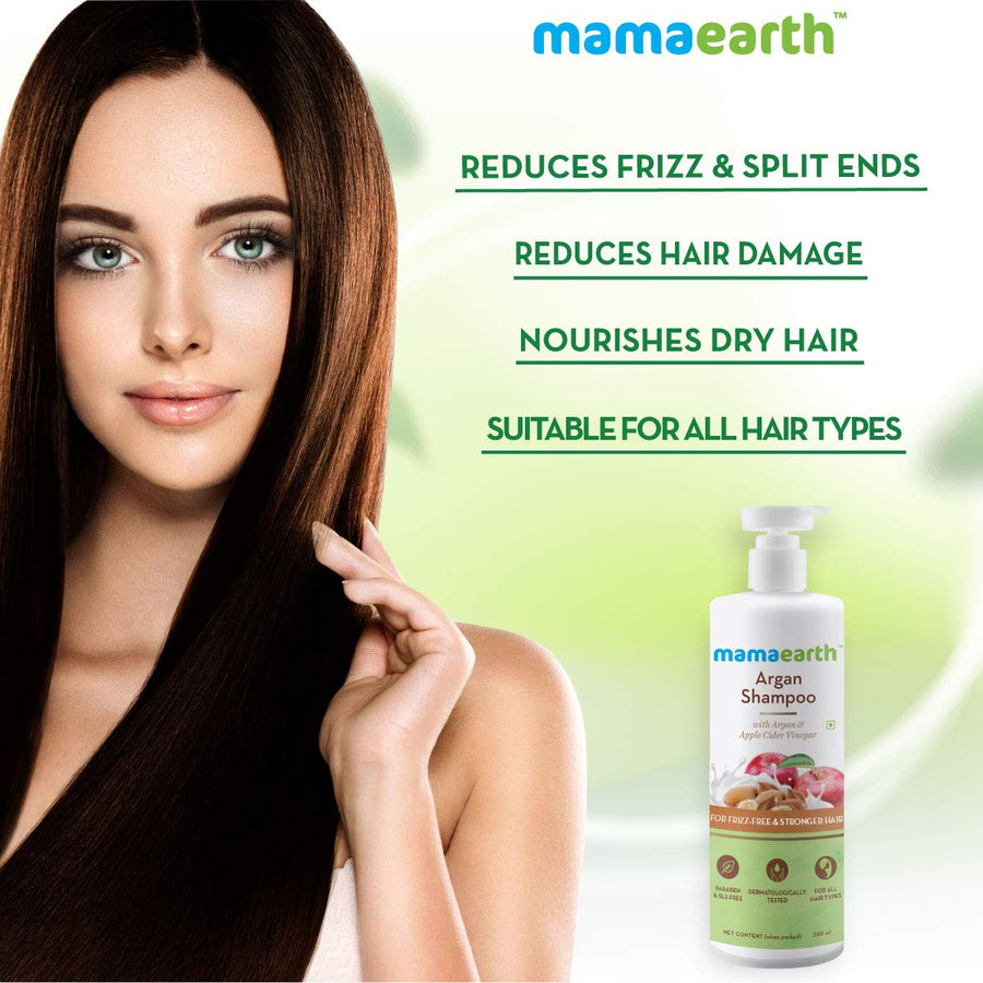 Mamaearth Argan & Apple Cider Vinegar Shampoo For Dry & Frizzy Hair, with Argan & Apple Cider Vinegar for Frizz-Free & Stronger Hair 250 ml