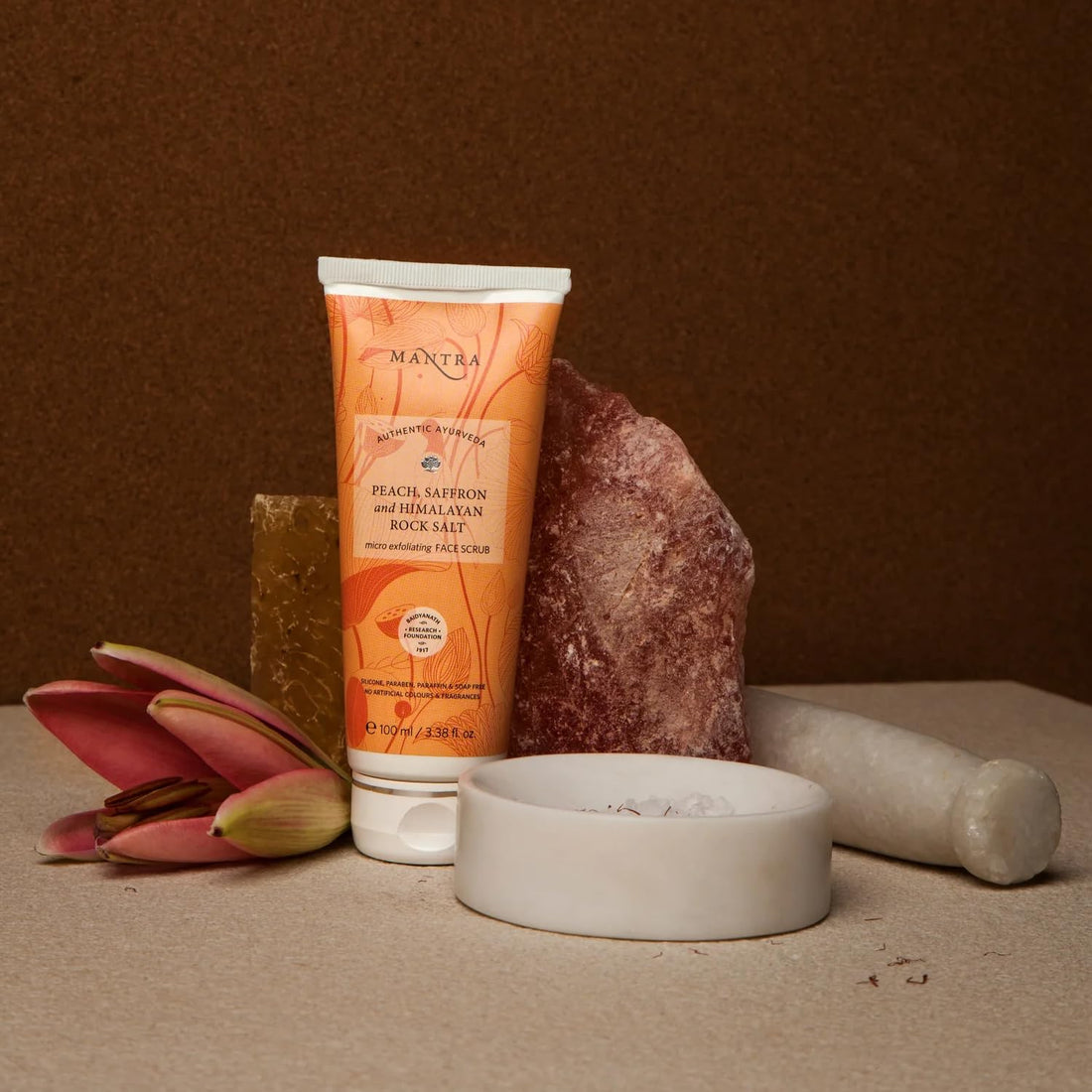 Mantra Micro Exfoliating Peach Saffron And Himalayan Rock Salt Face Scrub 100ml