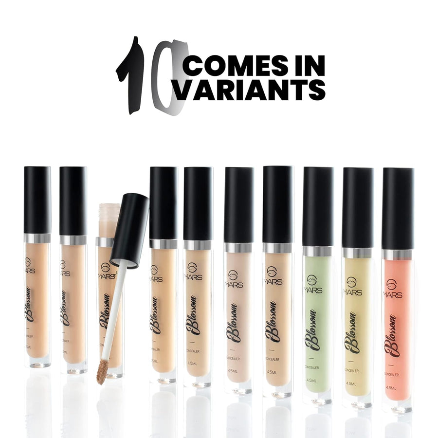 MARS Blossom liquid Concealer | Lightweight With Full Coverage | Highly Blendable Concealer for Face Makeup | Crease Resistant Formula (4.5 ml) (09 Yellow)