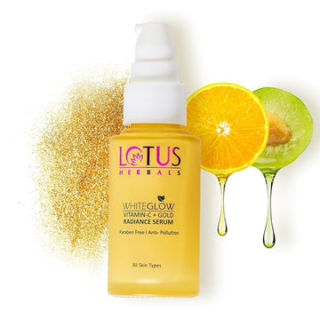 Lotus Herbals WhiteGlow Vitamin C and Gold Radiance Face Serum | Reduces Dark Spots | Enriched with Vitamin C & Gold | | 100x More Vitamin C | Smoothens Skin | Boosts Radiance | Paraben-Free | 30ml