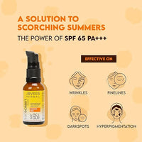 Jovees Herbal Sunscreen Face Serum SPF 65 with Green tea, Carrot and Sunflower extract, Broad spectrum Sun protection, Light weight & Water Resistant- For Oily & Acne Prone Skin - 30ml