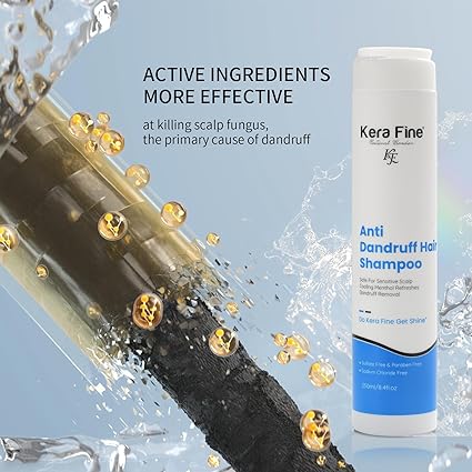 KERA FINE ANTI DANDRUFF HAIR SHAMPOO | 250ML | SAFE FOR SENSITIVE SCALP COOLING MENTHOL REFRESHES DANDRUFF REMOVAL | SULFATE FREE & PARABEN FREE | SODIUM CHLORIDE FREE