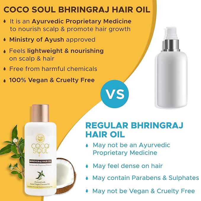 COCO SOUL BHRINGRAJ HAIR OIL POWERED WITH EXTRA VIRGIN COCONUT OIL 200ml